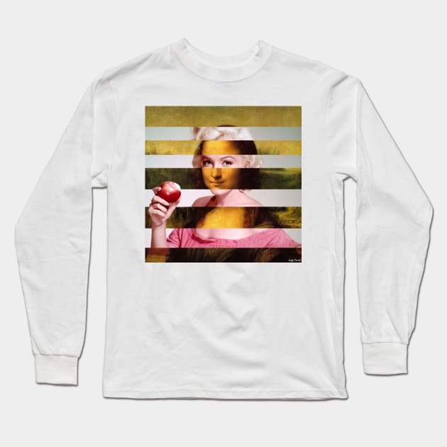 Mona Lisa by Leonardo da Vinci and Marylin Monroe Long Sleeve T-Shirt by luigi-tarini